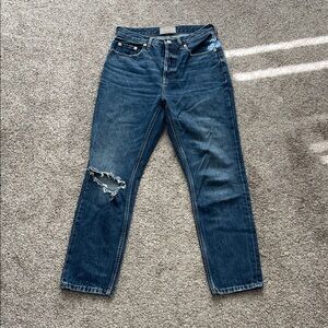Everlane Classic Blue Denim with Distressed Detail